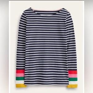 Women's Blue Ella Long Sleeve Breton Navy, Multi Cuff